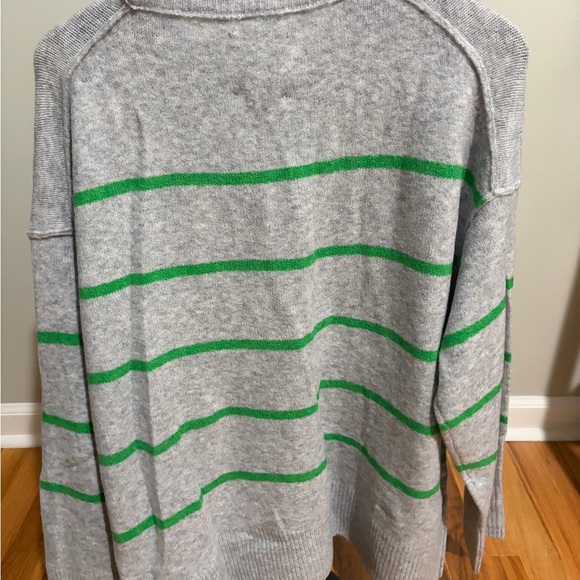 Gray and Green Striped Women’s Sweater - Picture 4 of 4